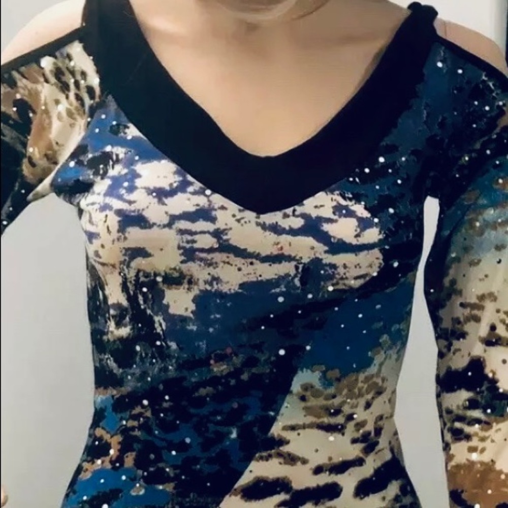 Unaluna Collections Glam Mini Open Shoulder Dress Xs View 2